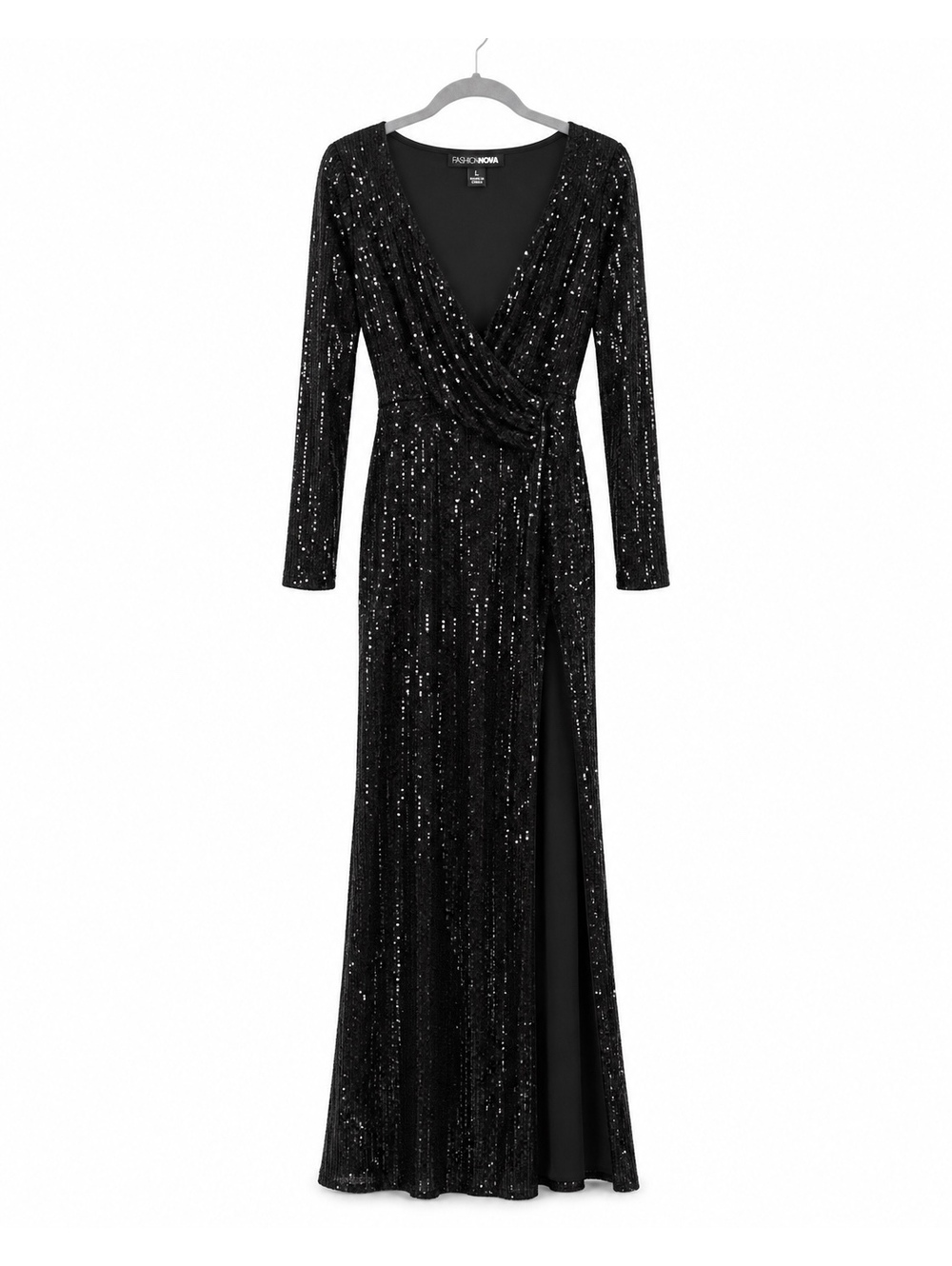 Fashion Nova Boujee Dinners Sequin Maxi Dress Black Size L